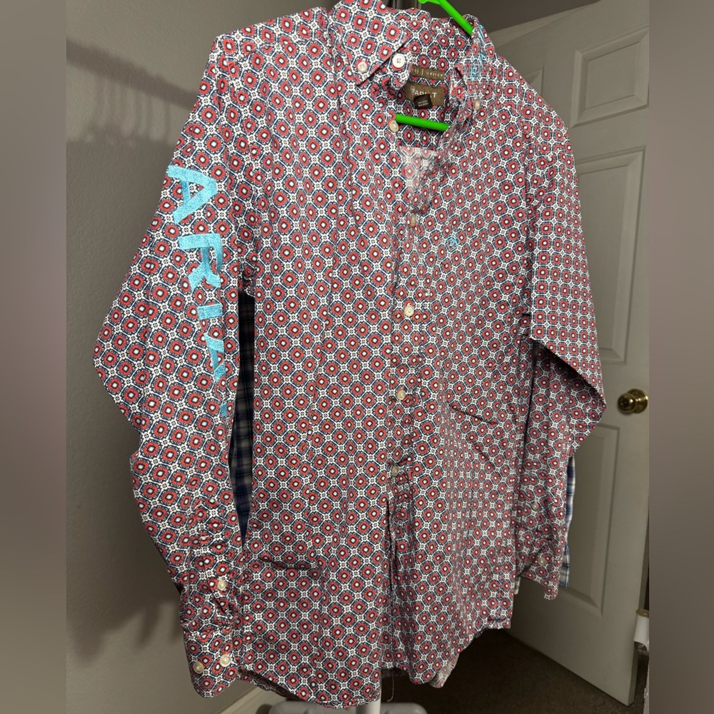 Ariat Red and Blue Geometric Shirt